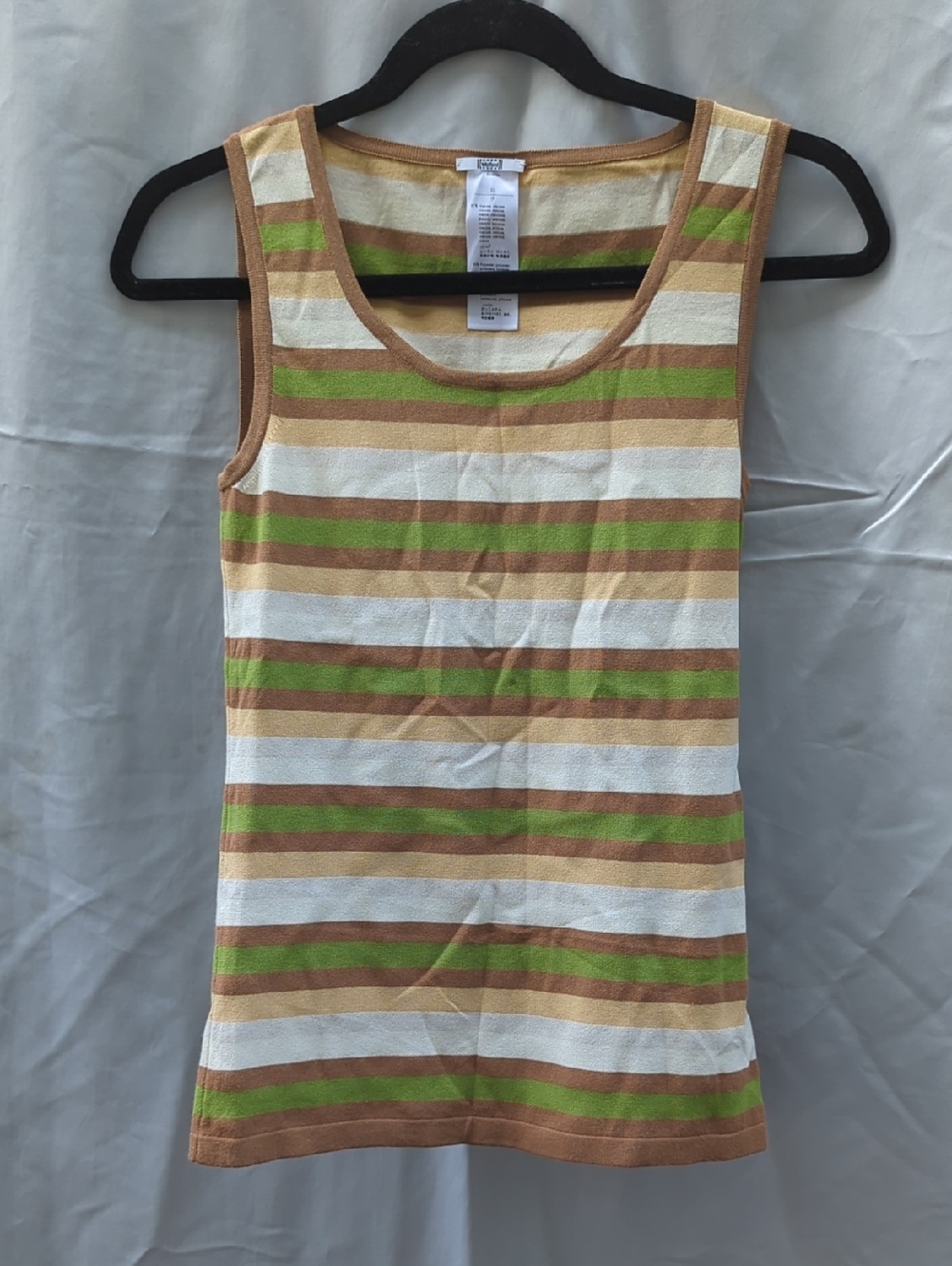 wolford Striped Tank Top in Cream, Tan & Green - Casual Women's Top